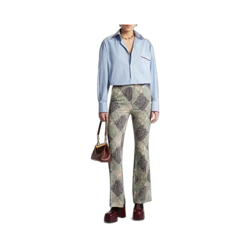 Flared Printed Cady Trousers