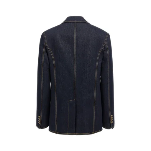 Single-Breasted Long-Sleeved Denim Blazer