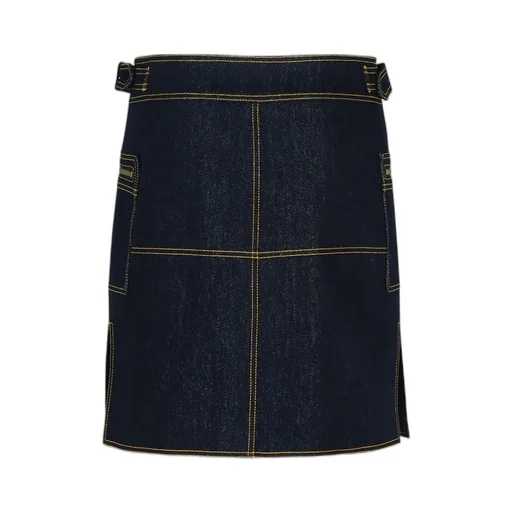 Contrast-Stitched Denim Mini Skirt