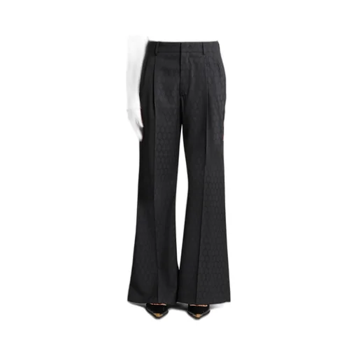 Pattern-Jacquard Wide-Leg Trousers