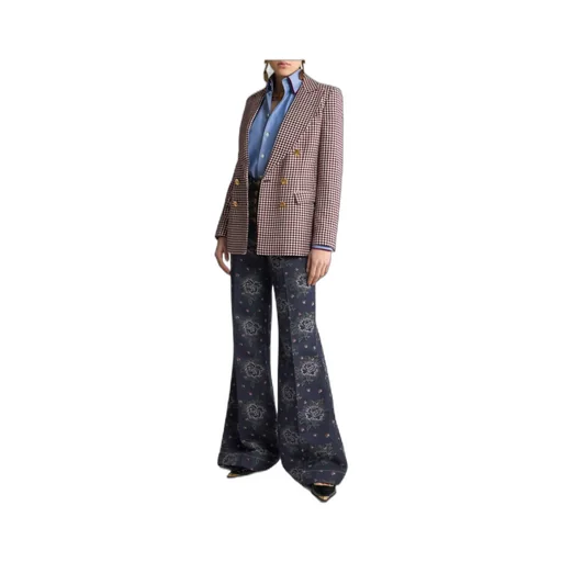 Houndstooth Patterned Straight Hem Jacket