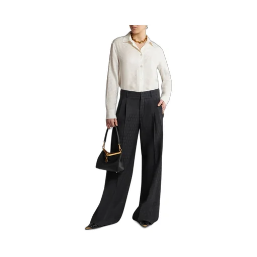 Pattern-Jacquard Wide-Leg Trousers