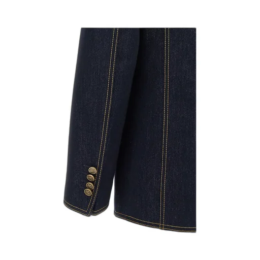 Single-Breasted Long-Sleeved Denim Blazer