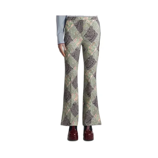 Flared Printed Cady Trousers