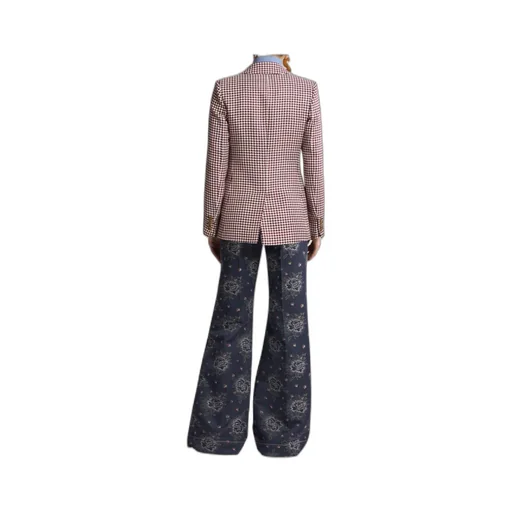 Houndstooth Patterned Straight Hem Jacket