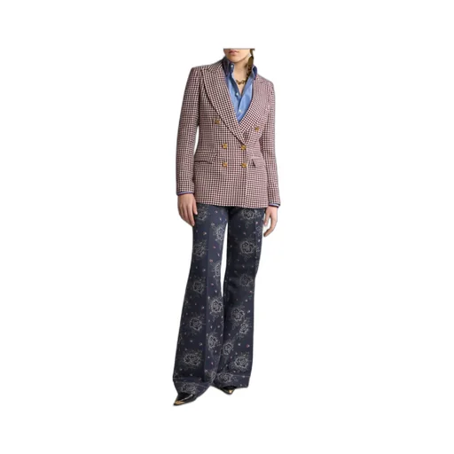 Houndstooth Patterned Straight Hem Jacket