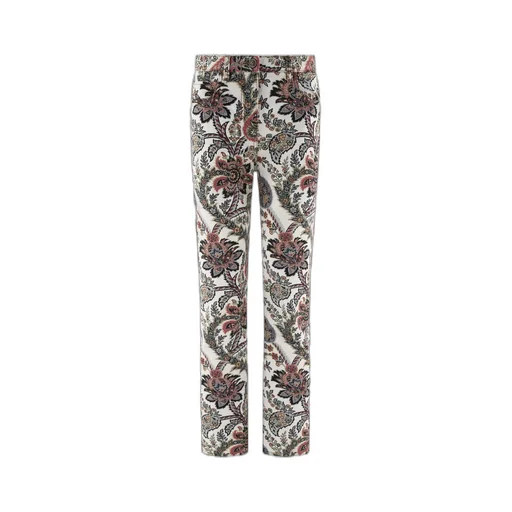 Paisley-Printed Logo Patch Jeans