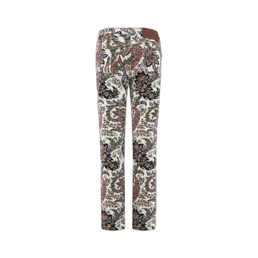 Paisley-Printed Logo Patch Jeans