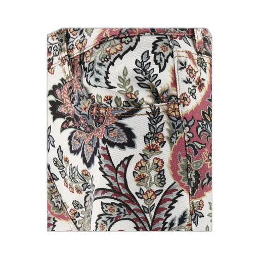 Paisley-Printed Logo Patch Jeans