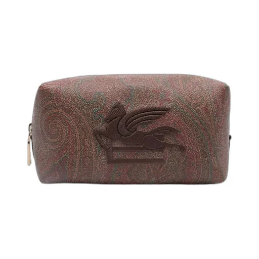 Logo Embroidered Paisley Printed Pouch