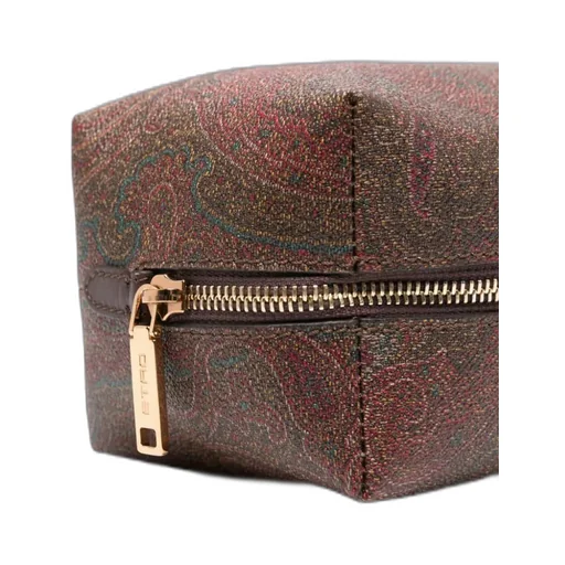 Logo Embroidered Paisley Printed Pouch