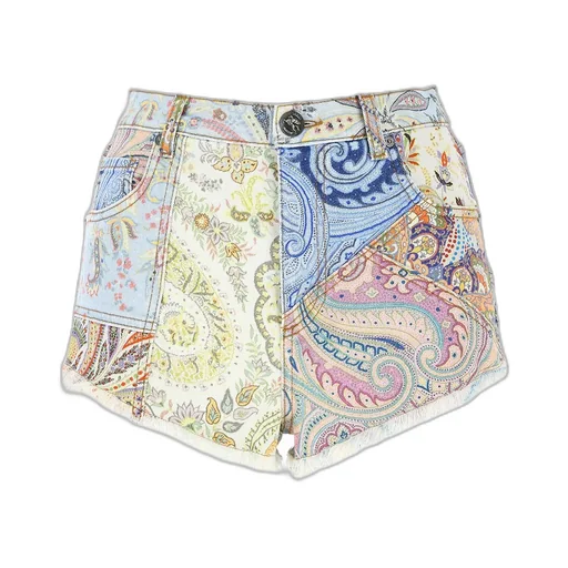Paisley Fitted Denim Shorts