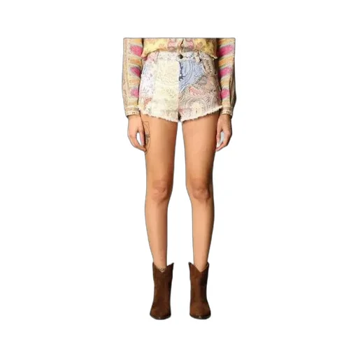 Paisley Fitted Denim Shorts