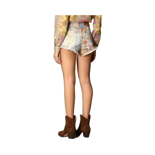 Paisley Fitted Denim Shorts