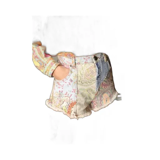 Paisley Fitted Denim Shorts