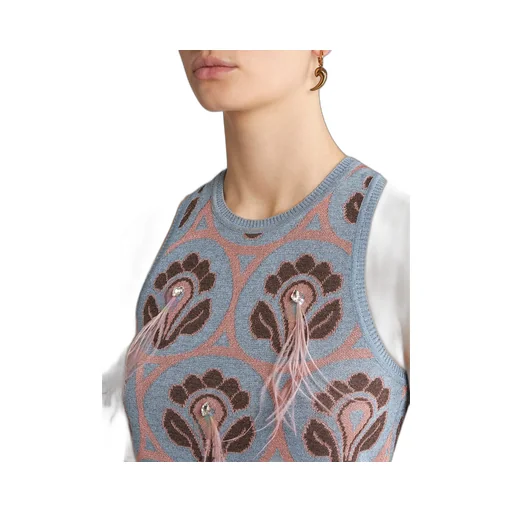 Patterned Jacquard Knitted Tank Top