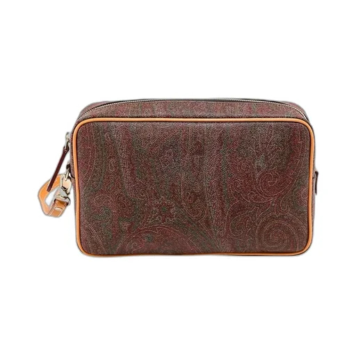 Paisley-Print Partitioned Clutch Bag