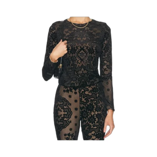 Tulle And Jacquard Velvet Top