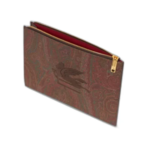Paisley Printed Logo Embroidered Pouch