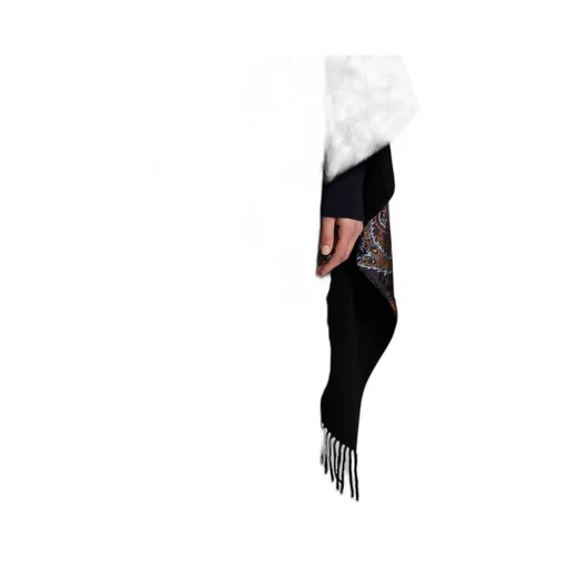 Paisley-Printed Fringed Edge Cape