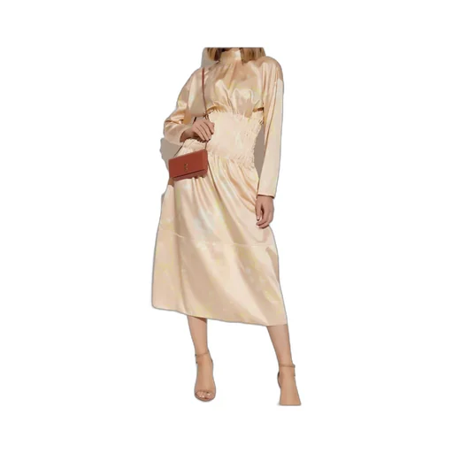 Fitted Waist Floral Printed Midi Dress