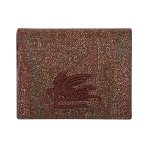 Paisley Print Logo Embroidered Bi-Fold Cardholder