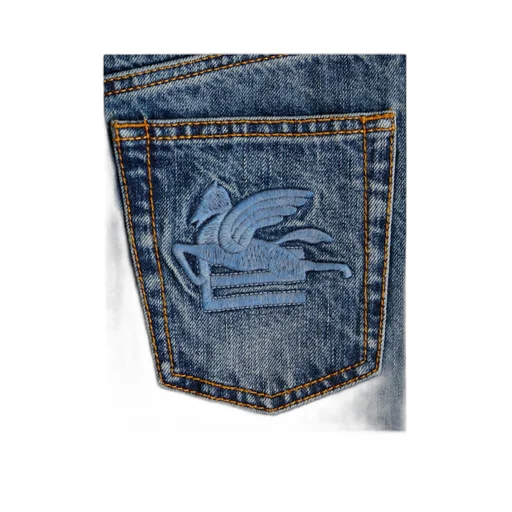 Logo Embroidered Wide-Leg Jeans