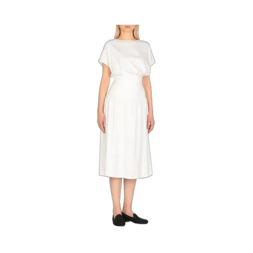 Elasticated Band Crewneck Midi Dress