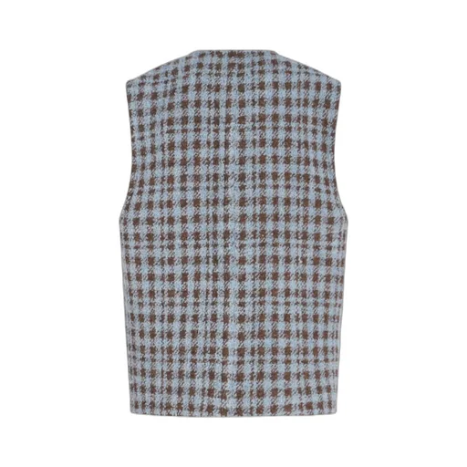 Houndstooth Embroidered U-Neck Gilet
