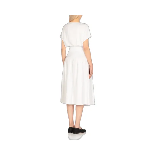 Elasticated Band Crewneck Midi Dress