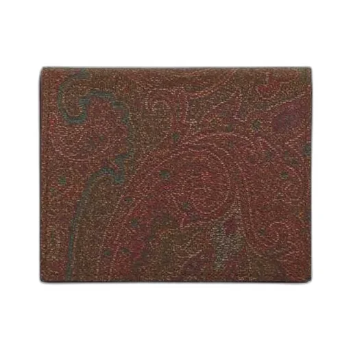 Paisley Print Logo Embroidered Bi-Fold Cardholder