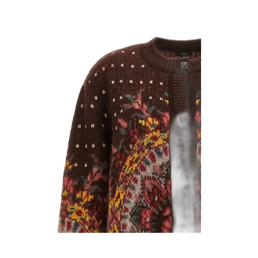 Jacquard Pattern Button-Up Cardigan