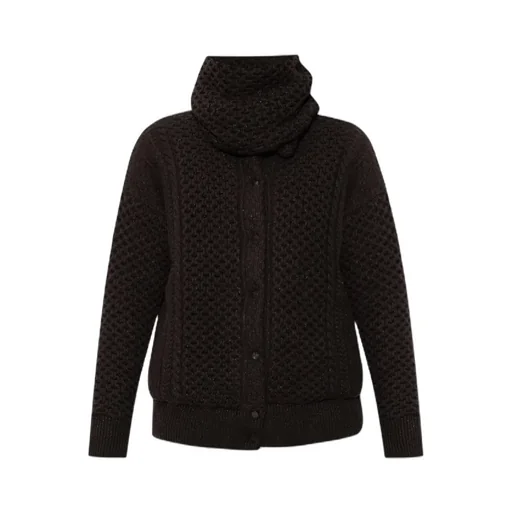 Funnel-Neck Knitted Bomber Jacket