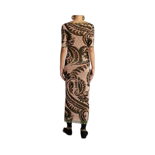 Paisley Print V-Neck Tulle Maxi Dress