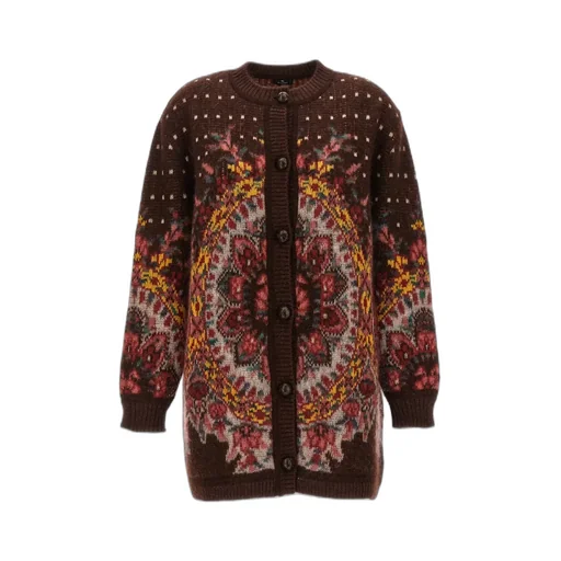 Jacquard Pattern Button-Up Cardigan