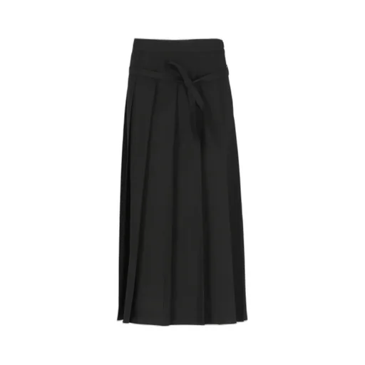 Strap Detailed Pleated Midi Skirt