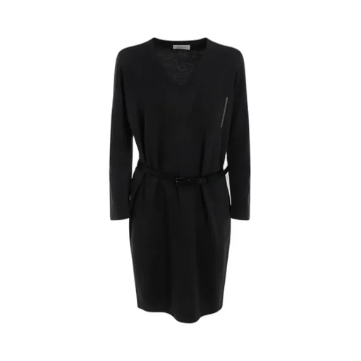 Belted V-Neck Dress