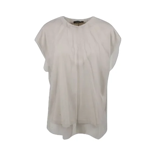 Sheer Overlay Cap-Sleeved T-Shirt