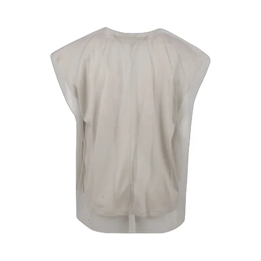 Sheer Overlay Cap-Sleeved T-Shirt