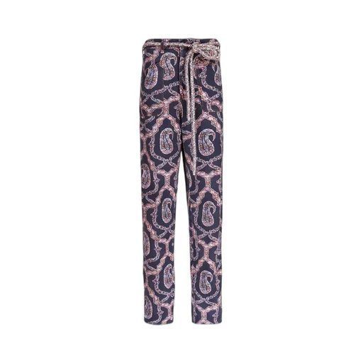 Paisley Tied-Waist Denim Trousers