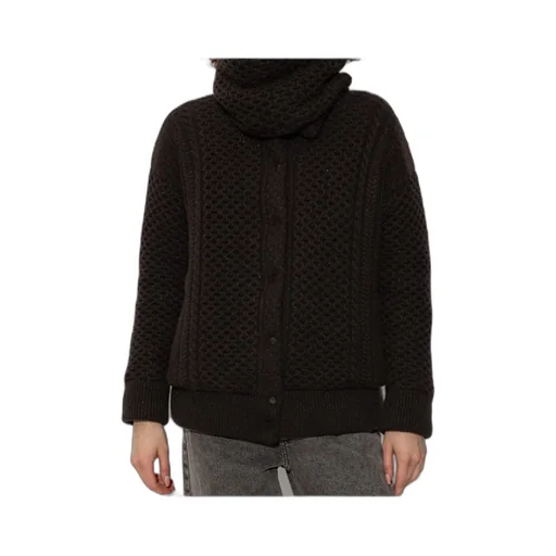 Funnel-Neck Knitted Bomber Jacket