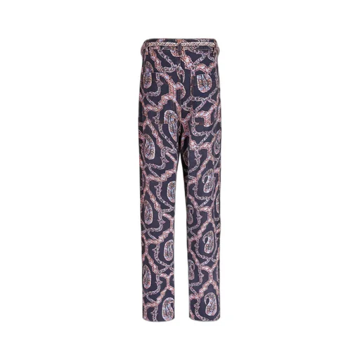 Paisley Tied-Waist Denim Trousers