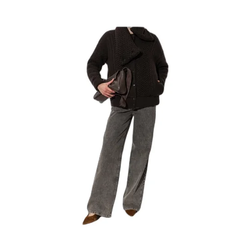 Funnel-Neck Knitted Bomber Jacket