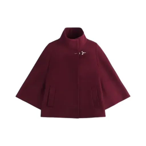 Hook-Closure Wool Cape