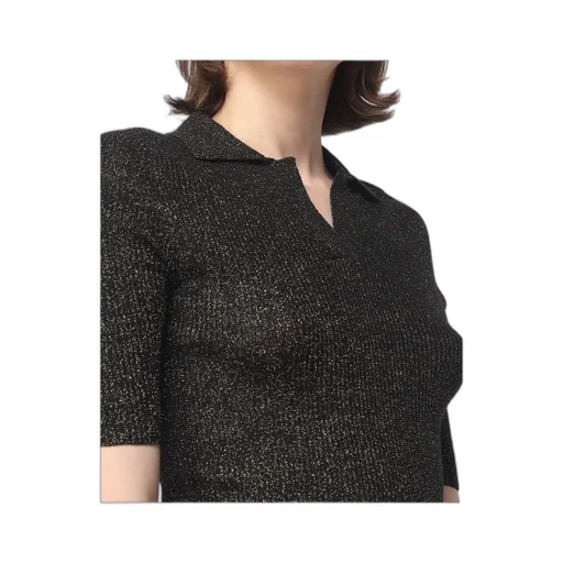 Ribbed Knit Polo Shirt