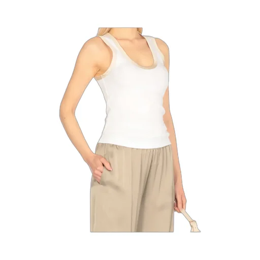 Contrasted-Border Scoop-Neck Tank Top