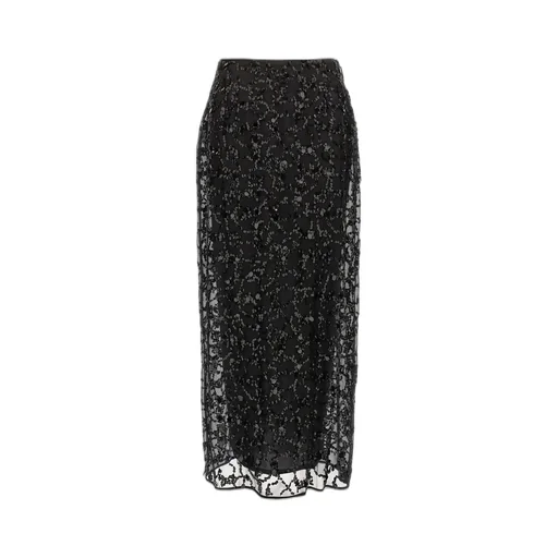 Sequin Embroidered Organza Pencil Skirt