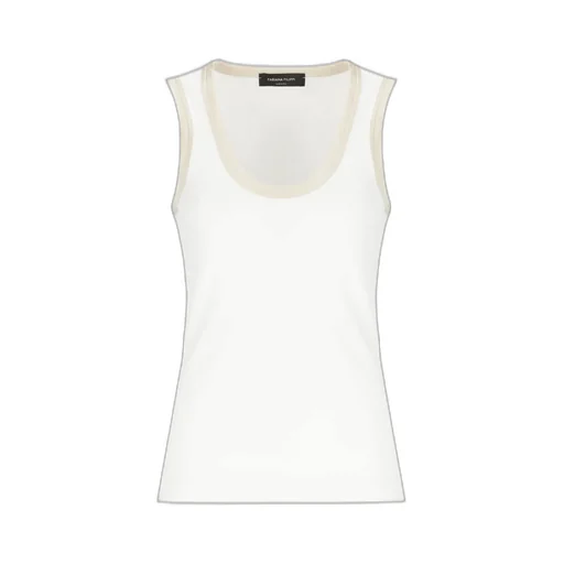Contrasted-Border Scoop-Neck Tank Top