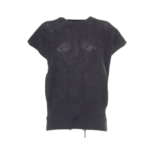 Open-Knit Drawstring Hem Top