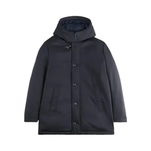 Hooded Gabardine Caban Coat